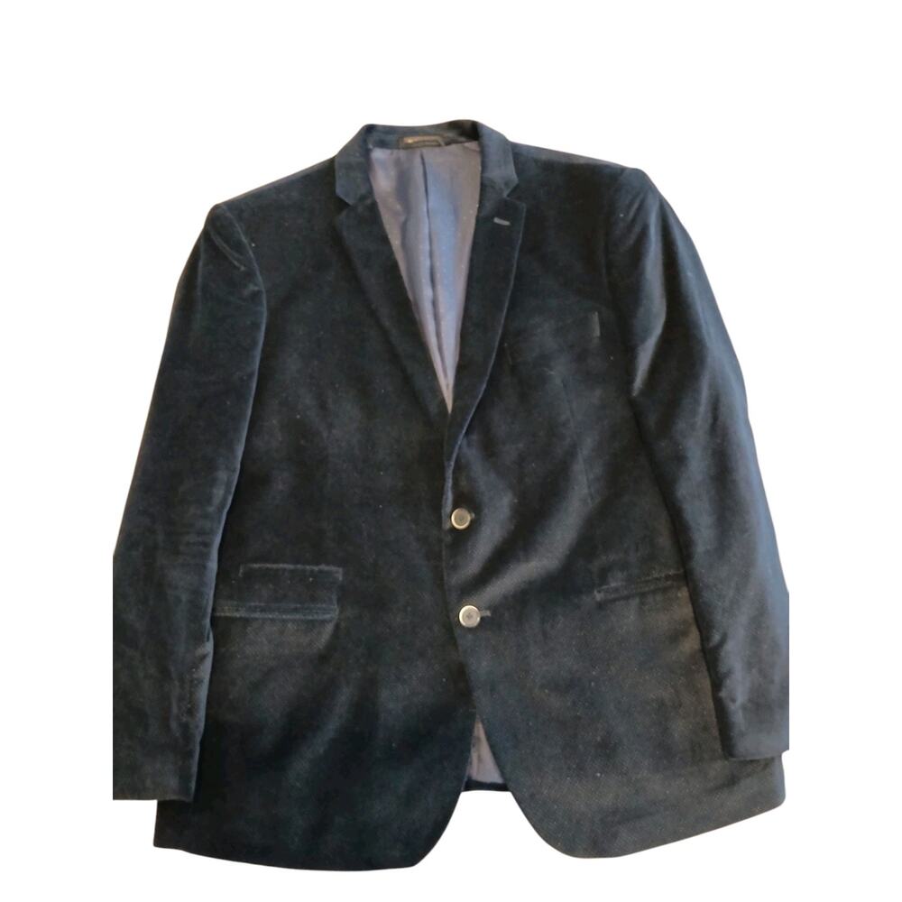 Velvet Blazer Collection By Sean John Art Deco Blue Velvet Tiny Purple Dots Y2K